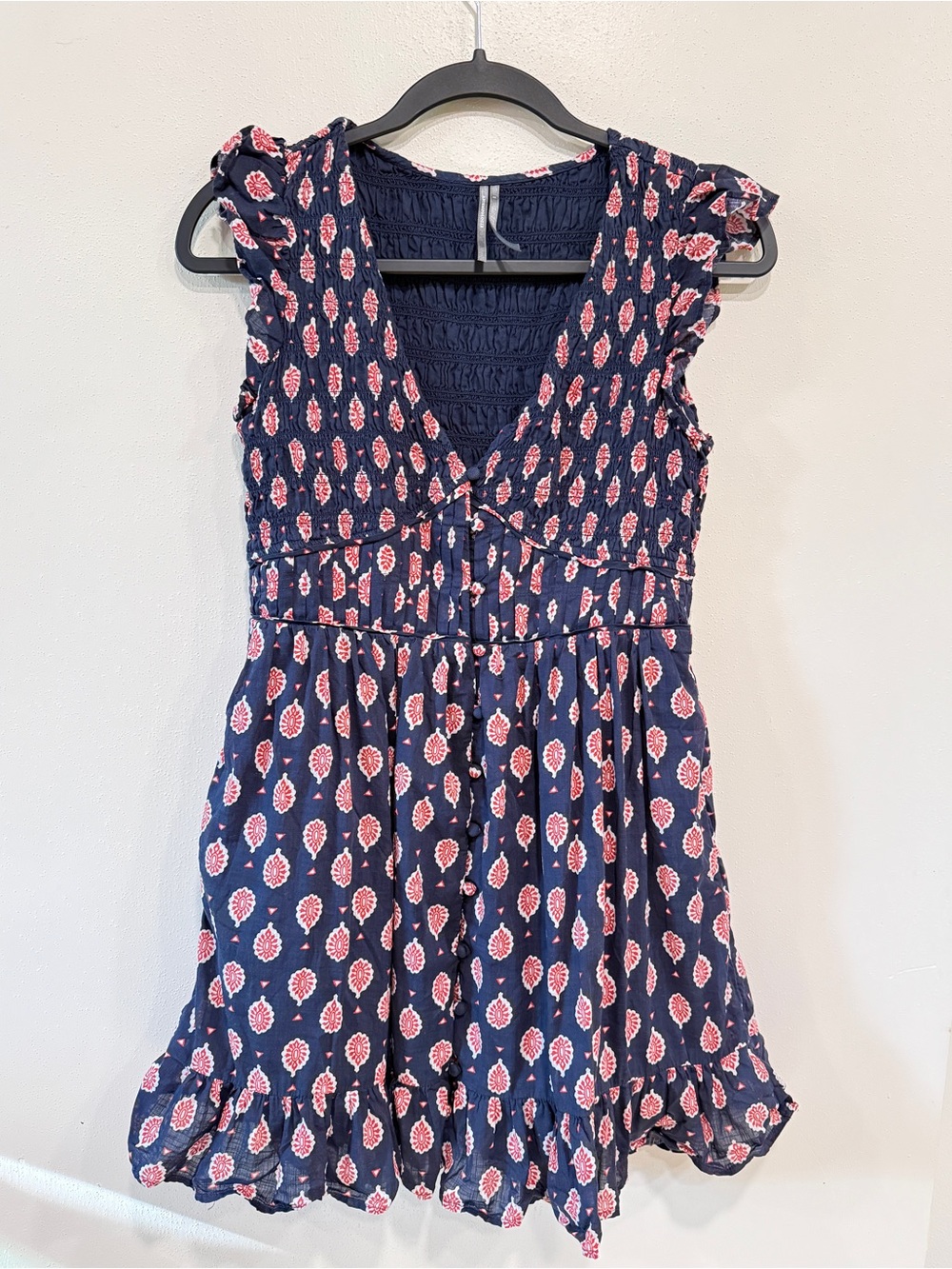 Anthropologie Navy Patterned Dress Size Small